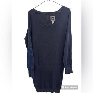 G-star navy sweater dress long sleeve with elbow jeans patch size medium